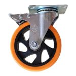 چرخ لوکس نارنجی پایه گردان ترمزدار وارداتی سایز (125)