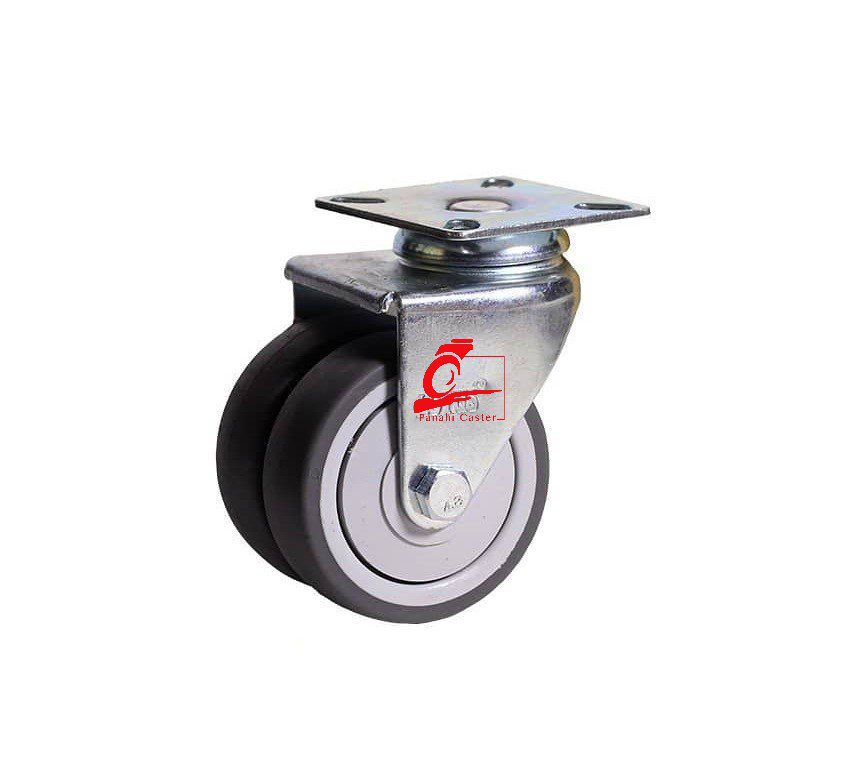 چرخ ^ تک پیچی گردان ترمز دار ^ بیمارستانی دوقلو بلبرینگی وارداتی سایز ( 75)