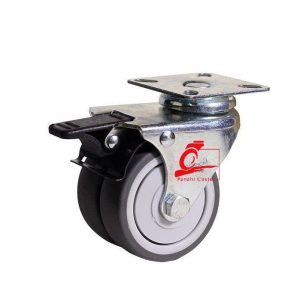 چرخ ^ کفی گردان ترمزدار ^ بیمارستانی دوقلو بلبرینگی وارداتی سایز (75)