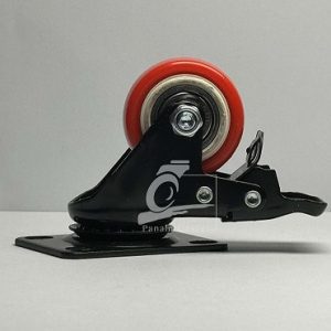 چرخ لوکس 2بلبرینگی پلی آمید پایه مشکی گردان و ترمز دار – وارداتی سایز (40) * انحصاری گروه چرخ صنعت پناهی  *